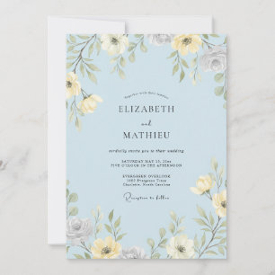 Cream Yellow Anemone Wedding Invitation