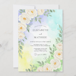 Cream Yellow Rose Wedding Invitation