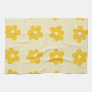 Cream Yellow Tropical Floral Botanical Spring Tea Towel