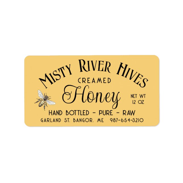 Creamed or Wildflower Honey Queen Honeybee Label (Front)