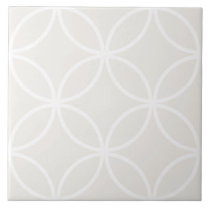 Creamgrey and white petals circle diamond pattern tile