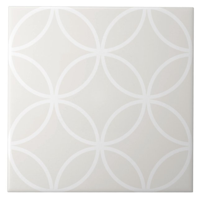 Creamgrey and white petals circle diamond pattern tile (Front)