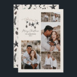 Creammodern elegant script Christmas multi photo Holiday Card<br><div class="desc">Black modern elegant rustic watercolor beige natural Scandinavian contemporary muted colours beige,  black and white 5 multi photo holiday Christmas card.</div>
