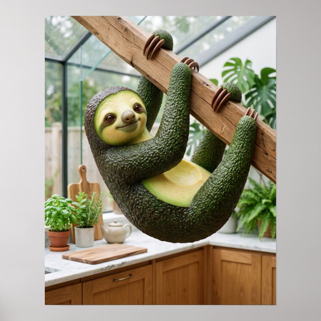 Creamy Avocado Sloth  Poster (Front)