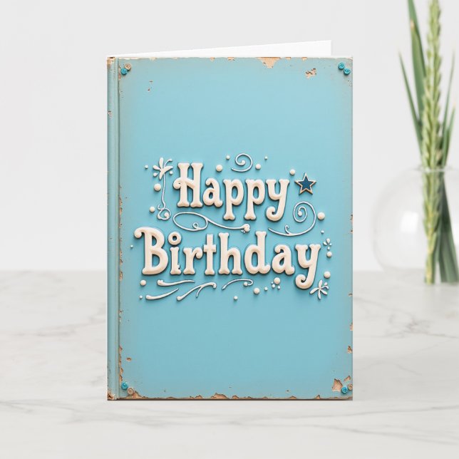 Creamy Birthday Lettering Card (Front)
