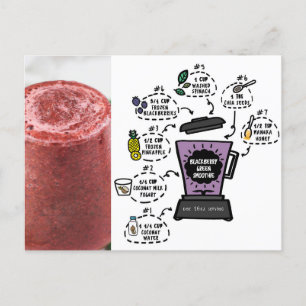 creamy blackberry green smoothie recipe postcard