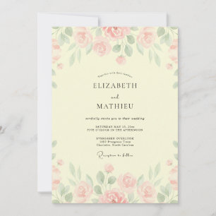 Creamy Blush Blossom Wedding Invitation