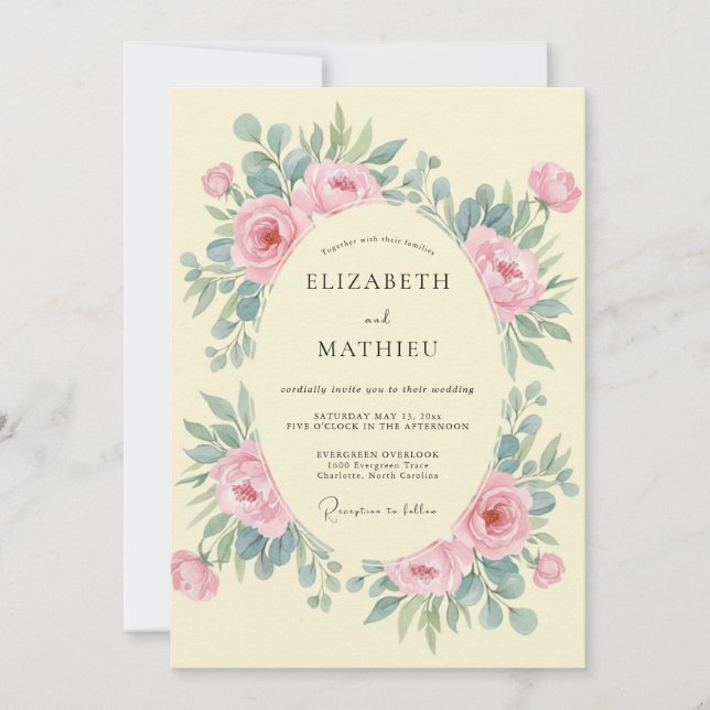 Creamy Blush Peony Wedding Invitation (Front)