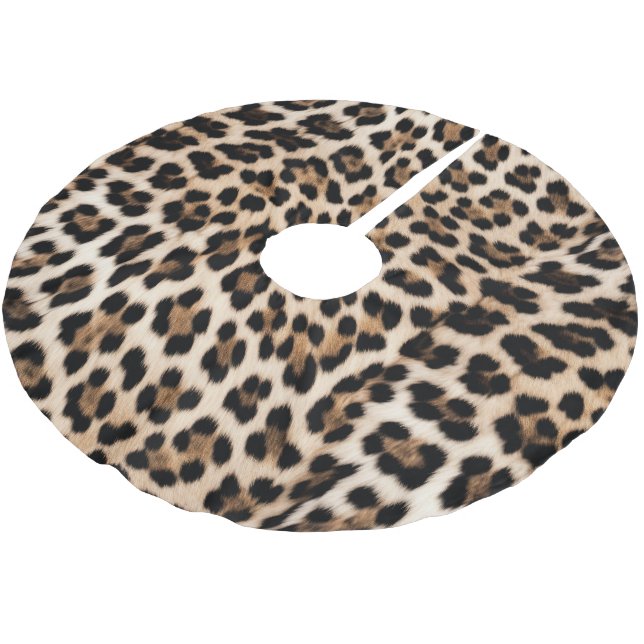 Creamy Brown Black Leopard   Brushed Polyester Tree Skirt (Angled)
