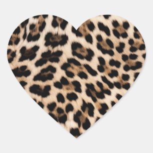 Creamy Brown Black Leopard Heart Sticker