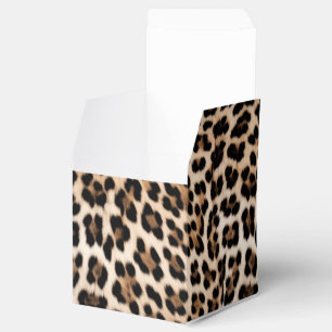 Creamy Brown Black Leopard Print Animal Wedding Favour Box