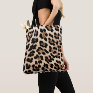 Creamy Brown Black Leopard   Tote Bag