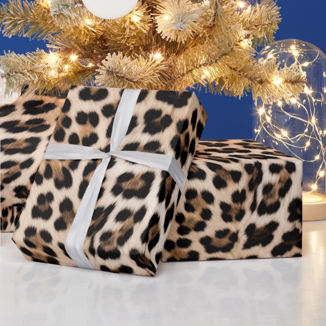 Creamy Brown Black Leopard   Wrapping Paper (Holidays)