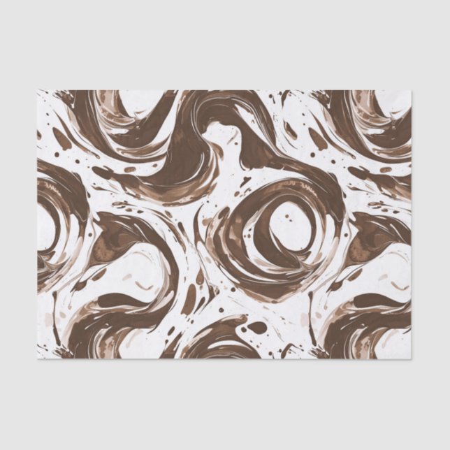 Creamy Brown Chocolate Swirls Birthday Tissue Paper (Front)