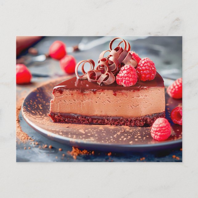 Creamy cheesecake infused with decadent chocolate holiday postcard (Front)