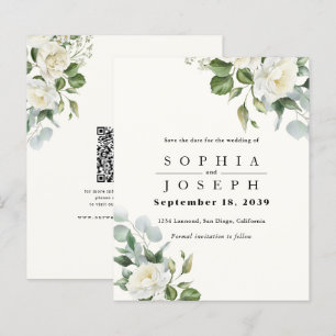 Creamy Floral Eucalyptus Wedding Save the date