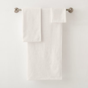 Creamy Floral White Solid Colour Bath Towel Set