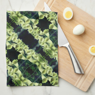 Creamy Foxglove Flower Abstract Pattern Tea Towel