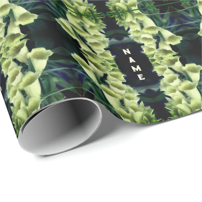 Creamy Foxglove Flowers Personalised Wrapping Paper (Roll Corner)