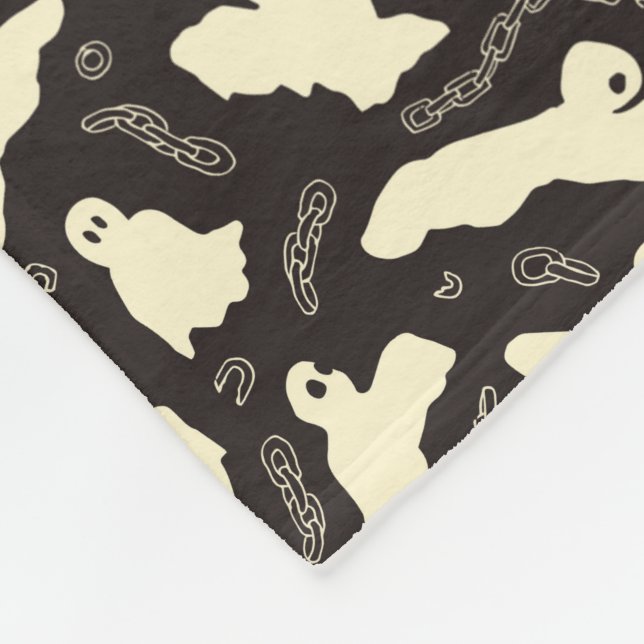 Creamy Ghosts - Halloween pattern. Fleece Blanket (Corner)