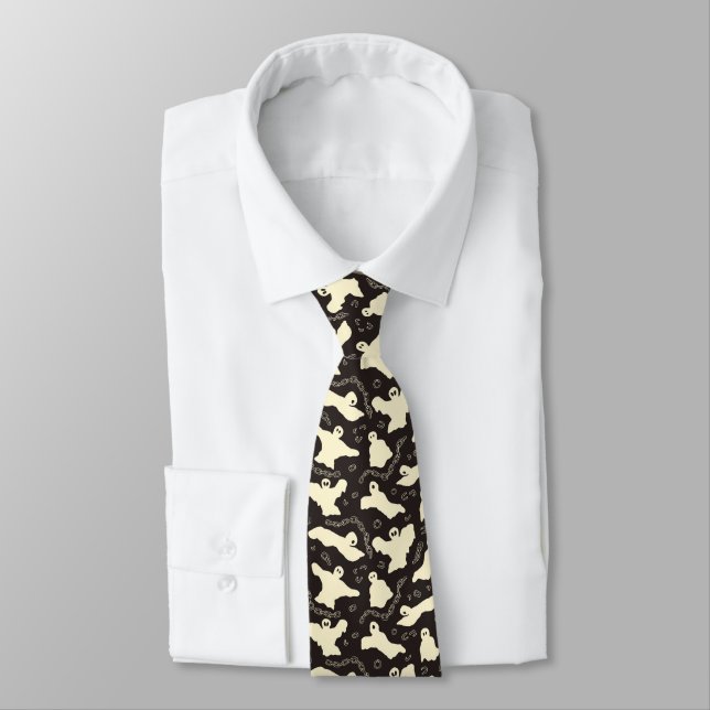 Creamy Ghosts - Halloween pattern. Tie (Tied)