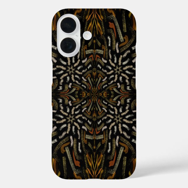 Creamy Golden Yellows Raked Pattern On Black Case-Mate iPhone Case (Back)