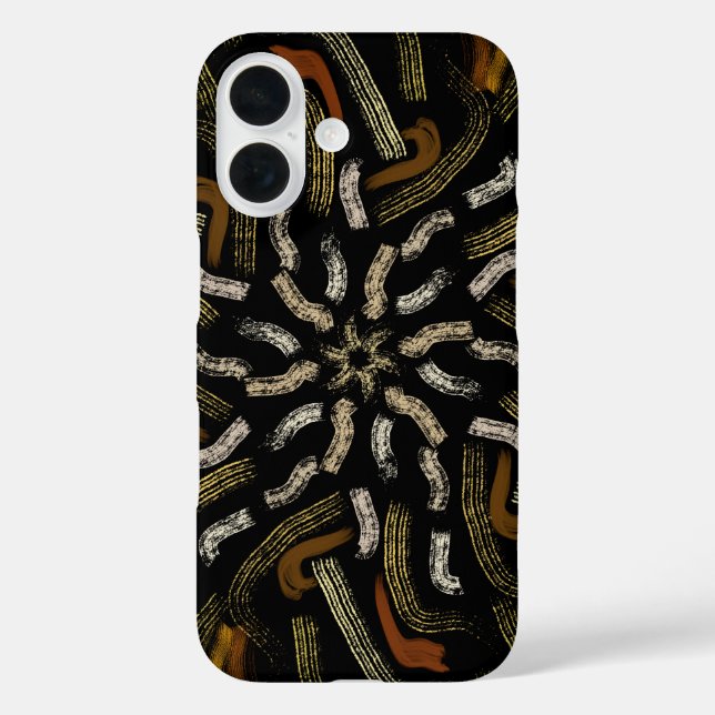 Creamy Golden Yellows Raked Pattern On Black Case-Mate iPhone Case (Back)