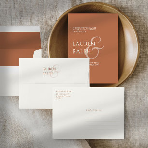 Creamy Ivory & Ochre Lined Wedding Invitation Envelope