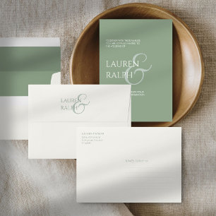 Creamy Ivory & Sage Minimalist Wedding Invitation Envelope