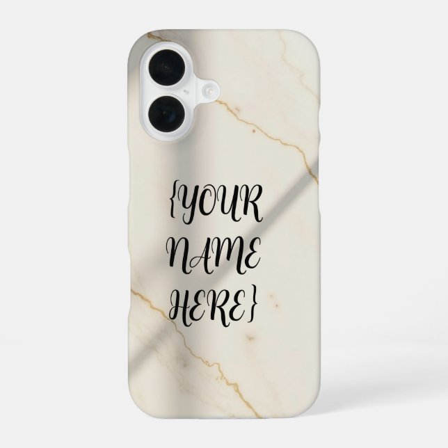 Creamy Marble Monogram Slim Fit iPhone 16 Case (Back)