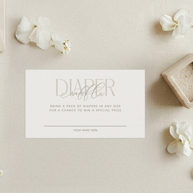 Creamy Neutral Elegant Diaper Raffle Enclosure Card (Cream Neutral Tone Diaper Raffle Card)