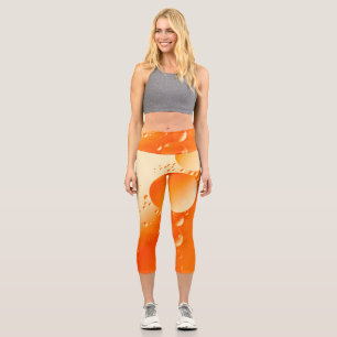 Creamy Orange Colour Circular Abstract Design Capri Leggings