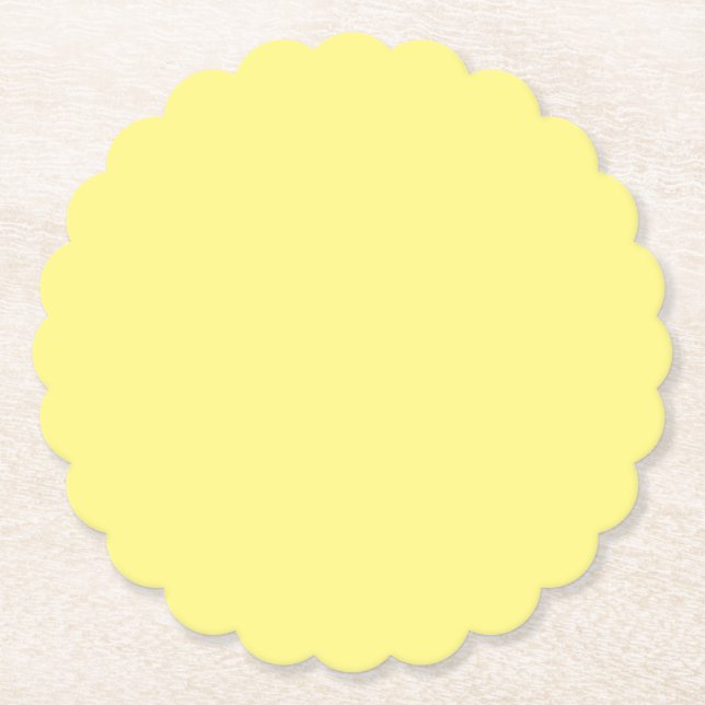 Creamy Pale Pastel Butter Yellow Solid Paper Plate Coaster (Front)