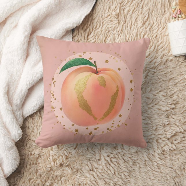 Creamy Peach AI art Throw Pillow (Blanket)