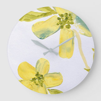 Creamy Petals by Lydia's Art-Sangria Large Clock