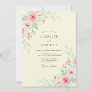 Creamy Pink Blossom Wedding Invitation