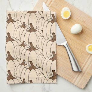 Creamy Pumpkin Patch Pattern Fall Kitchen Towel