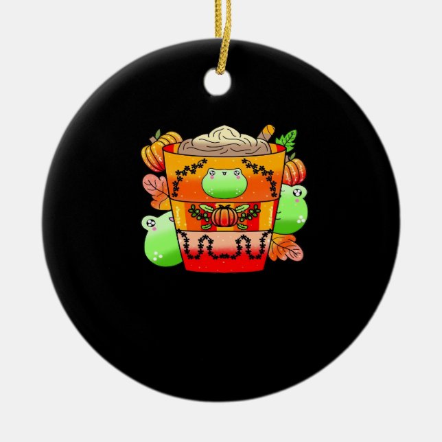 Creamy Pumpkin Spice Latte Season Ceramic Tree Decoration (Front)