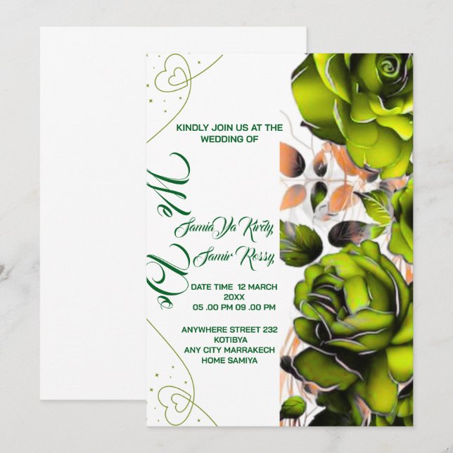 Creamy Rose Wedding Invitation Template | Printabl (Front/Back)