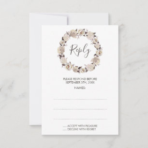 Creamy Rose Wreath Wedding Reply Cards