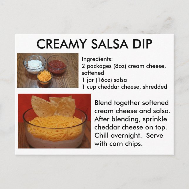 Creamy Salsa Dip Recipe Card (Front)