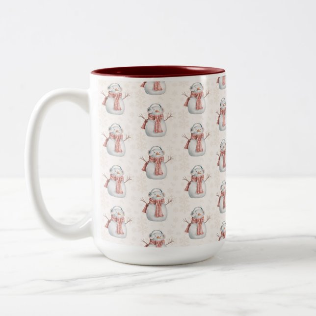 Creamy Snowman Two-Tone Coffee Mug (Left)