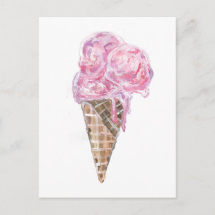 Creamy Strawberry Ice Cream Postcard