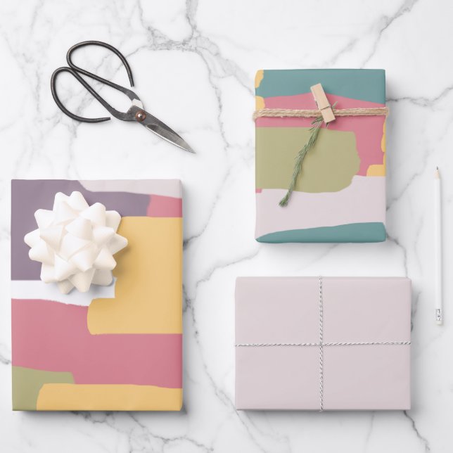 Creamy Summer Colors Splash Pattern Wrapping Paper Sheet (Front)