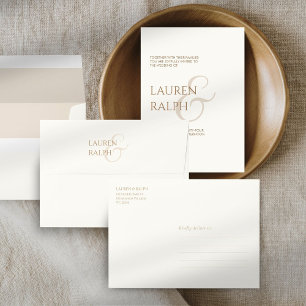 Creamy Taupe Lined Minimalist Wedding Invitation Envelope