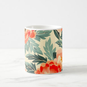 Creamy Vintage Peach Blossom Watercolor Coffee Mug