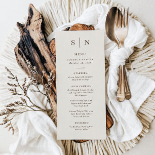 Creamy White and Brown Minimal and Chic Wedding Menu