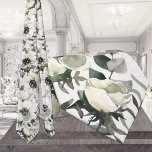 Creamy White Anemones Green Eucalyptus Wedding Tie<br><div class="desc">A wedding neck tie featuring watercolor exquisitely detailed wedding florals of roses,  ranunculus,  peonies,  poppies,  dahlias,  anemones and other wedding florals.</div>