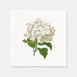 Creamy White Antique Hydrangea Flower Napkin
