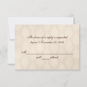 Creamy White Damask RSVP Card
